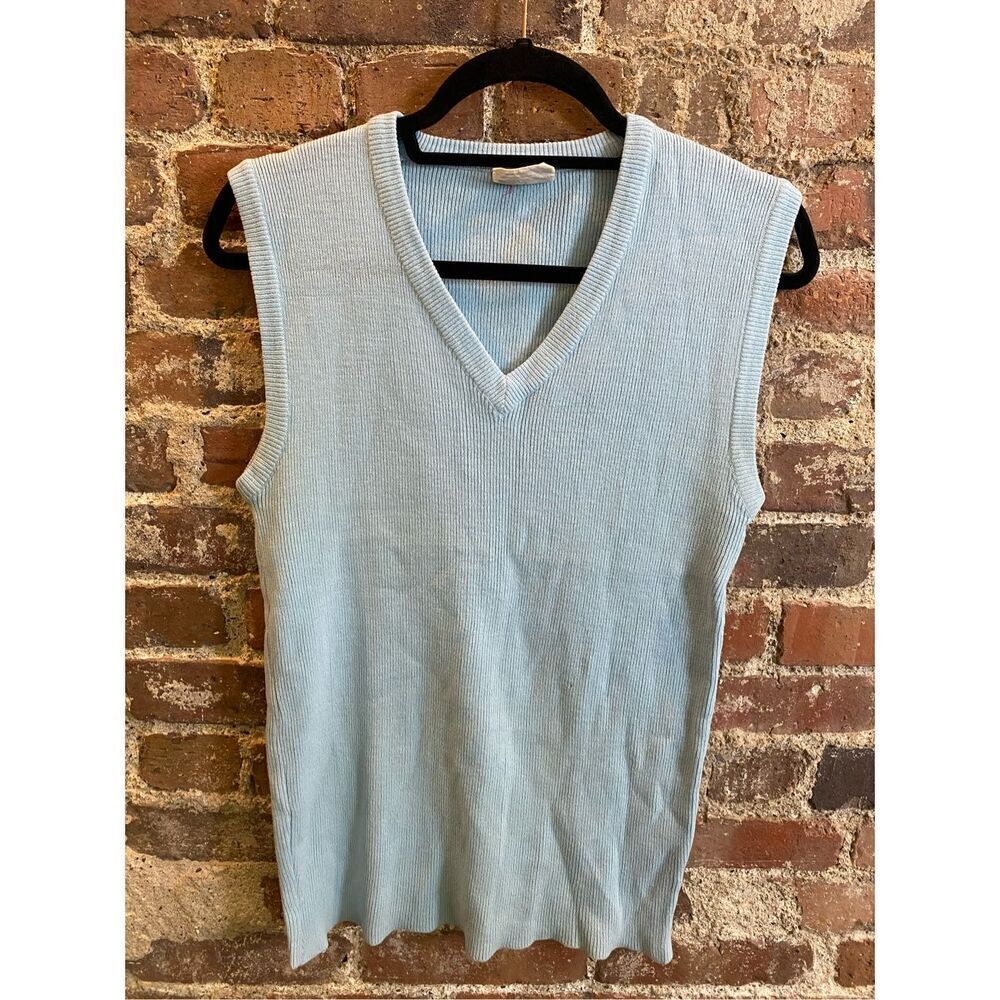 ARROW Casual Wear VNTG Soft Blue V-Neck Sweater Vest Ladies Size XL
